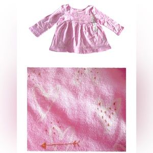 Jumping Beans 12m White Hearts & Glitter Bronze Arrows on Longsleeve Pink Top